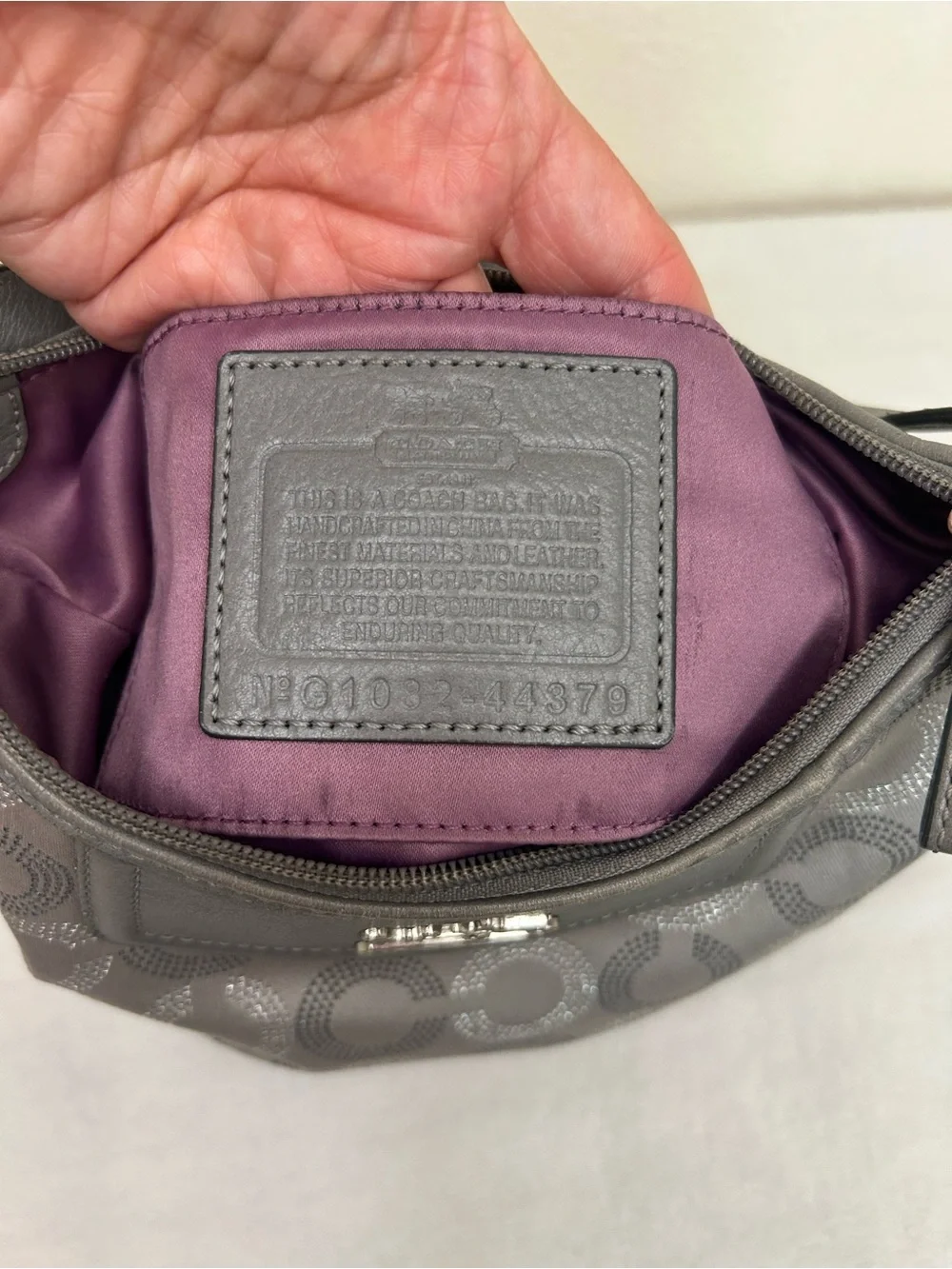 Coach Madison Dotted Op Art Gray G1082- 44379 Shoulder Bag Mini Hangtag Y2K